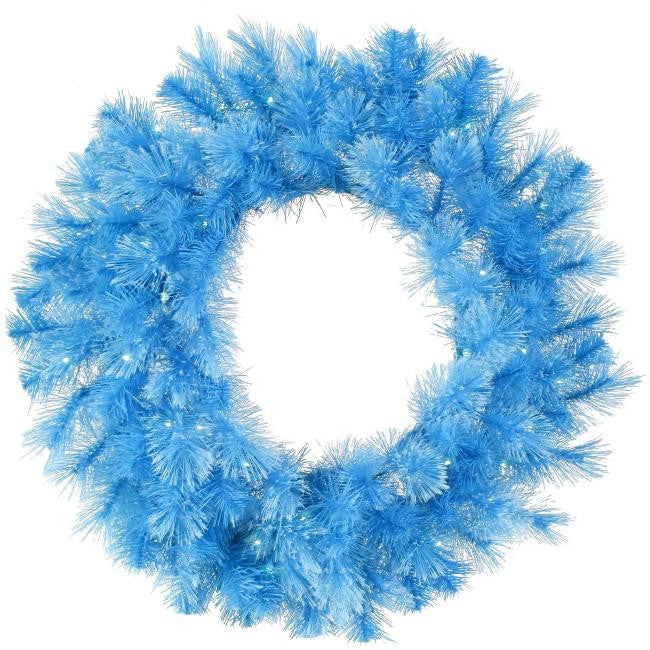 30" Pre-Lit Sky Blue Cashmere Artificial Christmas Wreath - Clear Lights