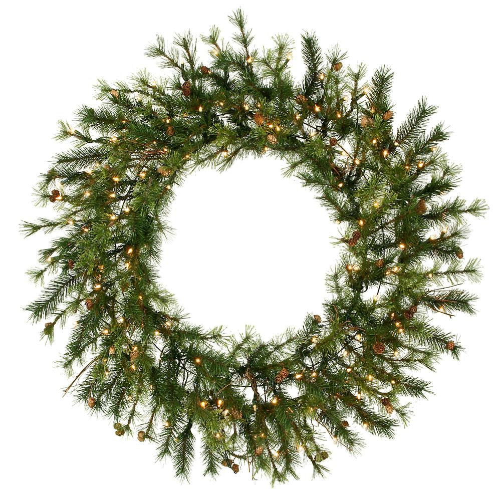 60" Pre-Lit Mixed Country Pine Commercial Christmas Wreath - Clear Dura Lights