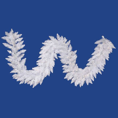 9' x 14" Pre-Lit Sparkle White Spruce Artificial Christmas Garland -Clear Lights