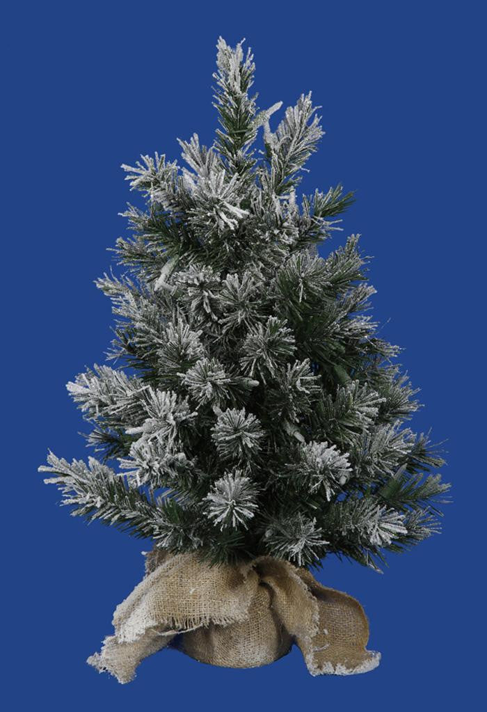 2' Frosted Jackson Pine Artificial Christmas Tree in Burlap Sack - Unlit