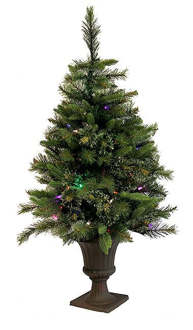 3.5' Pre-Lit Battery Operated Cashmere Potted Christmas Tree - Multi LED Lights