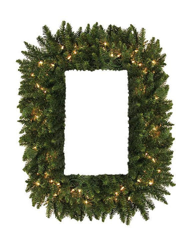 36" Pre-Lit Camdon Fir Rectangular Artificial Christmas Wreath - Clear Lights