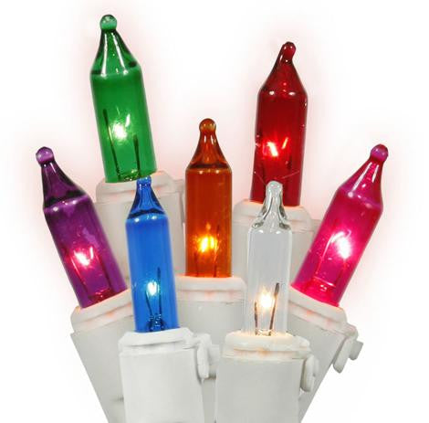 Set of 50 Multi-Color Mini Christmas Lights - White Wire