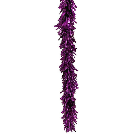 8.5' x 8" Vibrant Purple Shiny Foil Tinsel Christmas Garland - Unlit