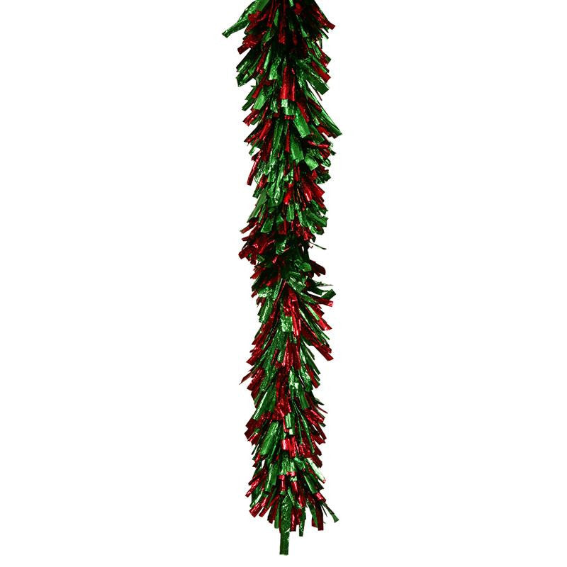 8.5' Festive Red and Green Shiny Foil Tinsel Christmas Garland - Unlit