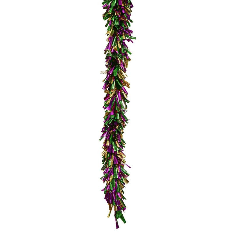 8.5' Festive Mardi Gras Shiny Foil Tinsel Christmas Garland - Unlit