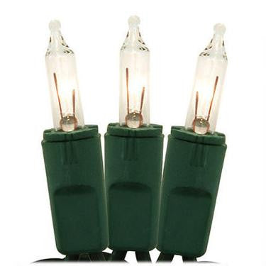 Set of 50 Clear Perm-O-Snap Mini Christmas Lights - Green Wire