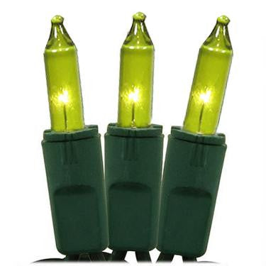 Set of 50 Chartreuse Green Perm-O-Snap Mini Christmas Lights - Green Wire