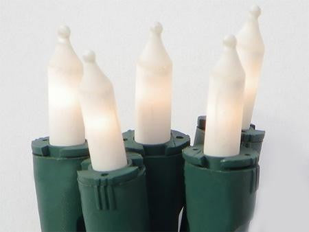 Set of 50 Clear Frosted Perm-O-Snap Mini Christmas Lights - Green Wire