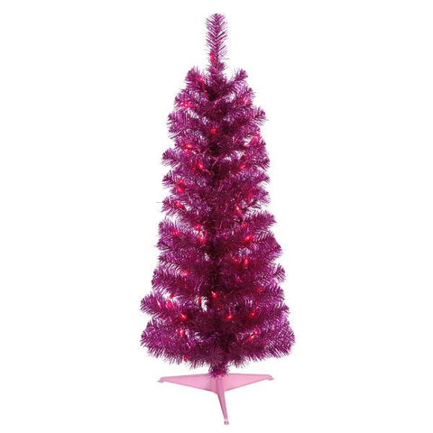 3' Pre-Lit Sparkling Purple Pencil Artificial Christmas Tree - Purple Lights