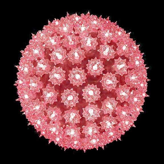 7.5" Coral Pink Lighted Hanging Starlight Sphere Ball Christmas Decoration