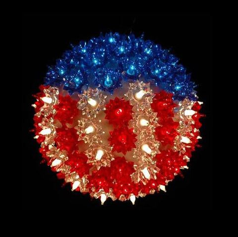 7.5" Patriotic U.S Flag Lighted Hanging Starlight Sphere Ball Decoration