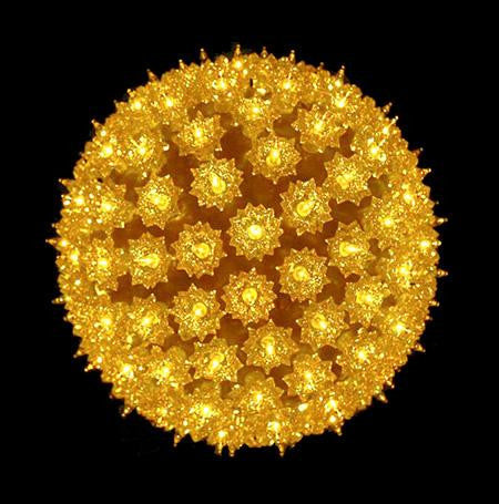 7.5" Yellow Lighted Gold Hanging Starlight Sphere Ball Christmas Decoration