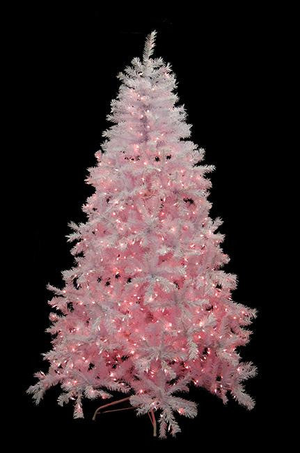 7.5' Pre-Lit White Cedar Pine Artificial Christmas Tree - Pink Lights