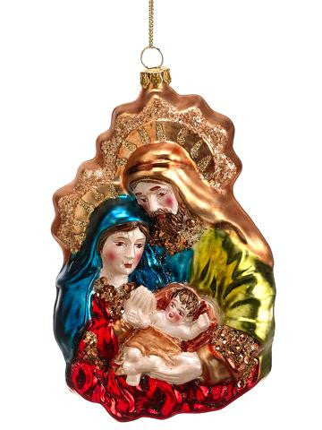 5.25" Christmas Traditions Religious Glass Nativity Holy Family Ornament