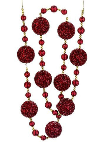 Christmas Brites Santa Suit Red and Gold Glittered Holiday Ball Garland 6'