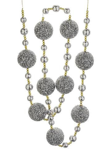 Christmas Brites Silver Splendor and Gold Glittered Holiday Ball Garland 6'