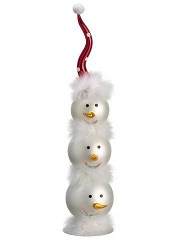 15" Christmas Whimsy Glass Finial Snowman Head Christmas Table Top Decoration