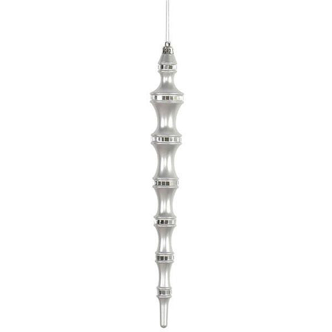 4ct Silver Splendor Mirrored Shatterproof Icicle Finial Christmas Ornaments 12"