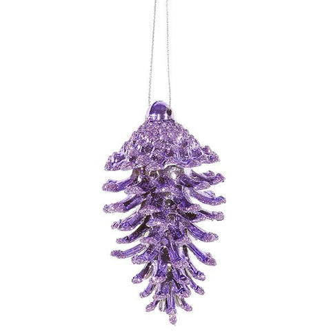 6ct Lavender Purple Glittered Shatterproof Pine Cone Christmas Ornaments 3.5"