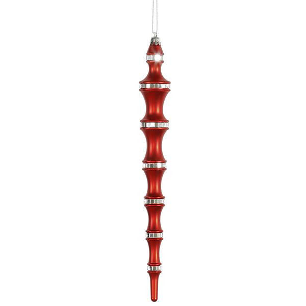 4ct Red Hot Mirrored Shatterproof Icicle Finial Christmas Ornaments 12"