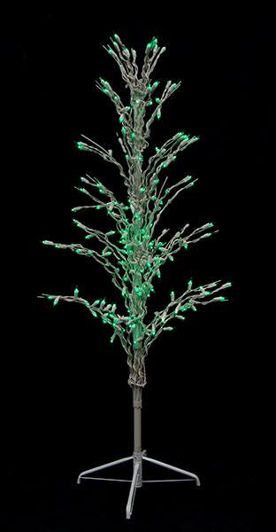 4' Green Lighted Christmas Cascade Twig Tree Outdoor Yard Art Decoration