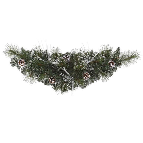 30" Flocked and Glittered Mixed Pine Artificial Christmas Swag - Unlit