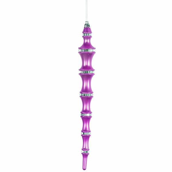 4ct Orchid Purple Mirrored Shatterproof Icicle Finial Christmas Ornaments 12"