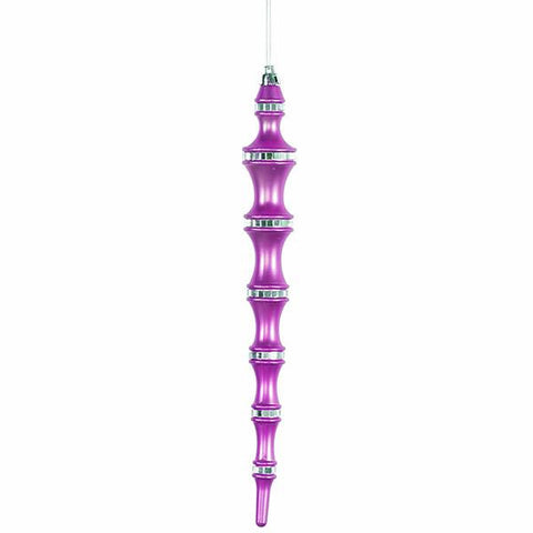 4ct Orchid Purple Mirrored Shatterproof Icicle Finial Christmas Ornaments 12"