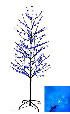 6' Enchanted Garden LED Lighted Cherry Blossom Flower Tree - Blue Lights