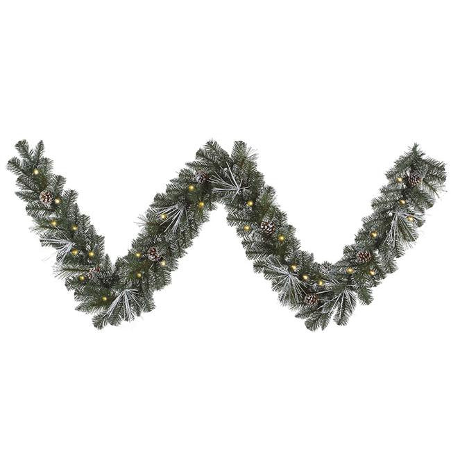 6' x 10" Pre-Lit Flocked and Glittered Pine Artificial Christmas Garland - Clear Lights