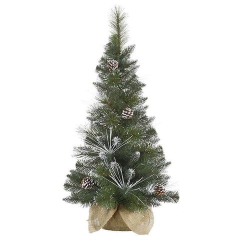 3' Flocked and Glittered Mixed Pine Christmas Tree in Burlap Base - Unlit