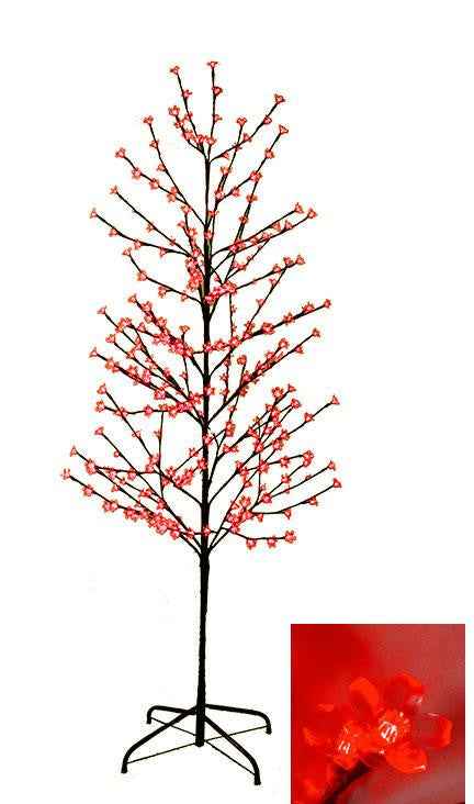 6' Enchanted Garden LED Lighted Cherry Blossom Flower Tree - Red Lights