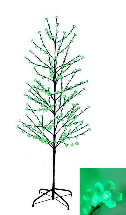 6' Enchanted Garden LED Lighted Cherry Blossom Flower Tree - Green Lights