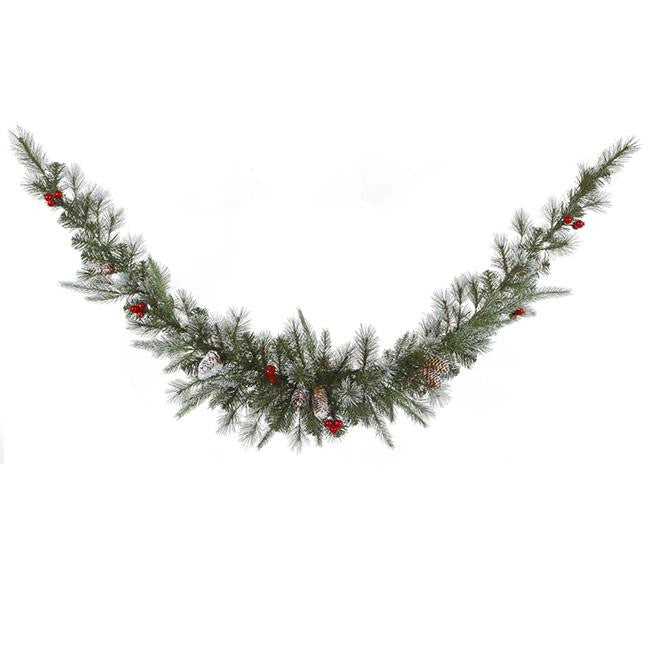 6' Frosted Pine Cone and Berry Artificial Christmas Swag Garland - Unlit