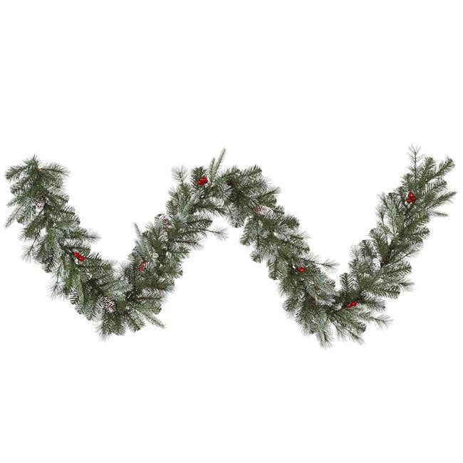 9' x 10" Frosted Pine Cone and Berry Artificial Christmas Garland - Unlit