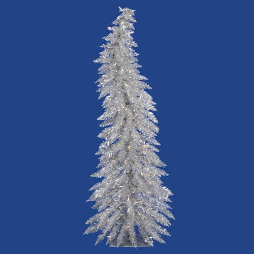 5' Pre-Lit Whimsical Silver Artificial Tinsel Christmas Tree - Clear Lights