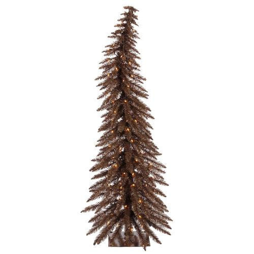 4' Pre-Lit Whimsical Chocolate Brown Spruce Christmas Tree - Clear Lights