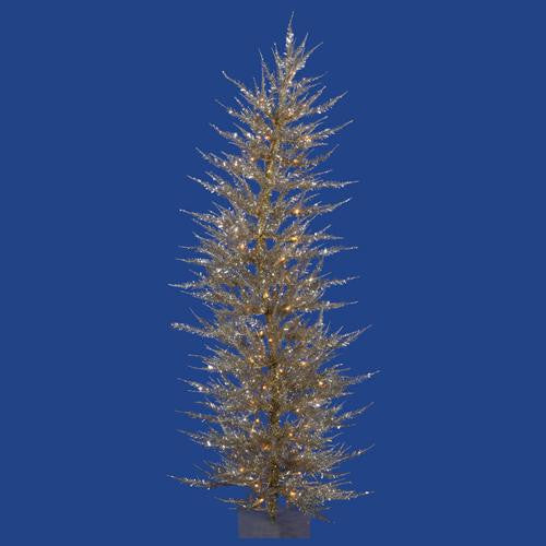 5' Pre-Lit Whimsical Champagne Artificial Tinsel Christmas Tree - Clear Lights