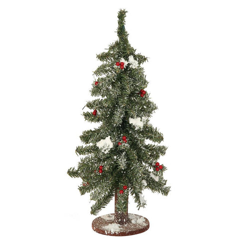 18" Flocked Red Berry Pine Mini Village Artificial Christmas Tree - Unlit