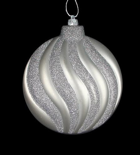 6ct Matte Silver Splendor Swirl Shatterproof Christmas Disc Ornaments 6.25"