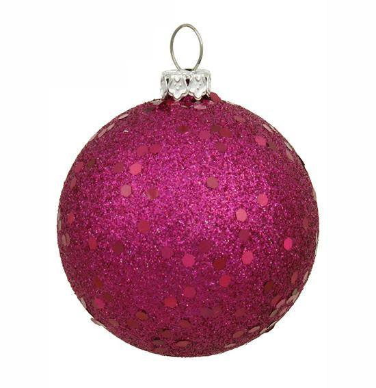 Pink Magenta Holographic Glitter Shatterproof Christmas Ball Ornament 6" (150mm)