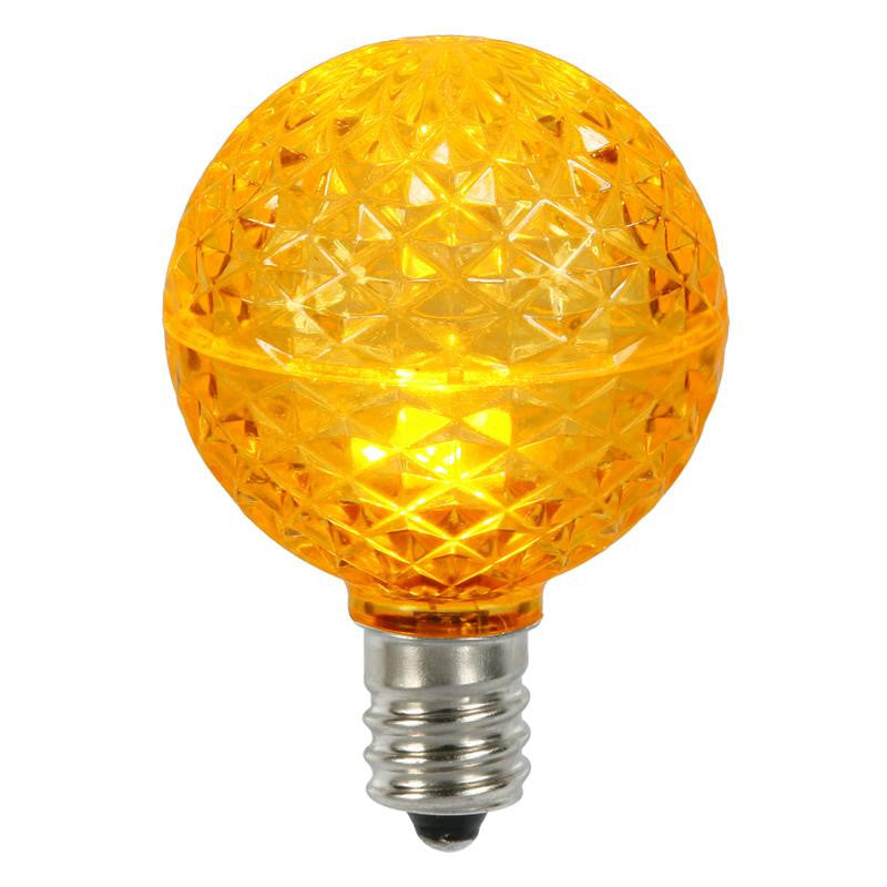 Club Pack of 25 LED G50 Amber Yellow Replacement Christmas Light Bulbs -E17 Base