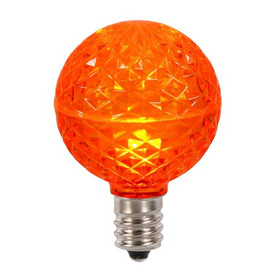 Club Pack of 25 LED G50 Orange Replacement Christmas Light Bulbs - E17 Base