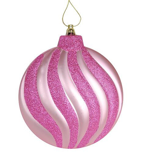 6ct Matte Bubblegum Pink Swirl Shatterproof Christmas Disc Ornaments 6.25"