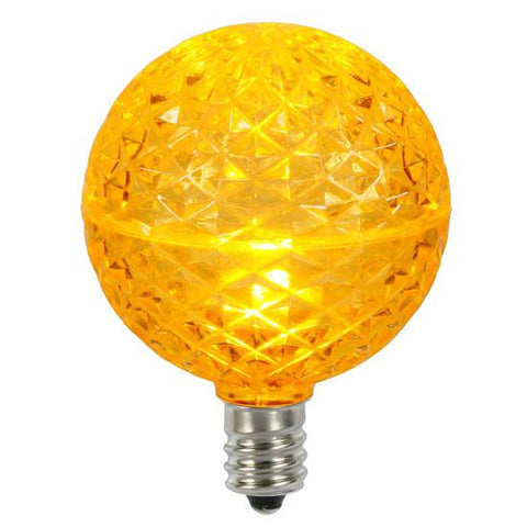 Club Pack of 25 LED G50 Yellow Amber Replacement Christmas Light Bulbs -E12 Base