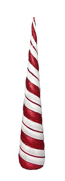 24" Peppermint Twist Red & White Shatterproof Christmas Table Cone Tree - Unlit