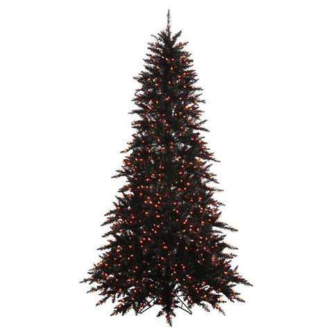 3' Pre-Lit Black Fir Artificial Halloween Christmas Tree - Orange Lights