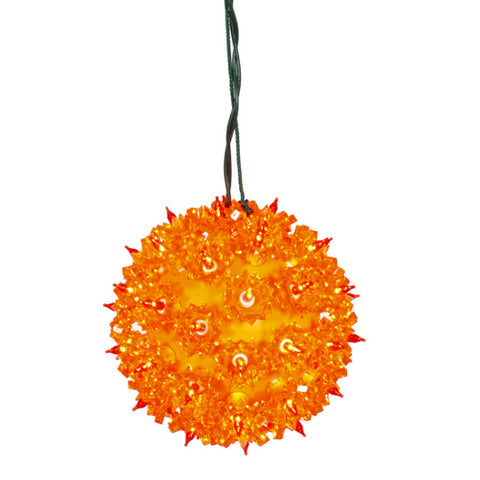 6" Orange Lighted Twinkling Starlight Sphere Christmas Decoration