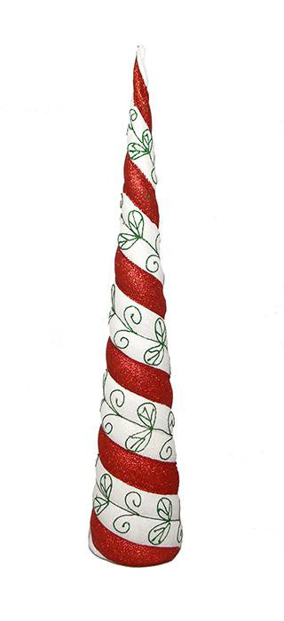 24" Peppermint Twist Red, White & Green Shatterproof Christmas Cone Tree - Unlit